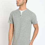 Light Grey Solid V Neck T-Shirt