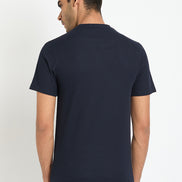 Navy Blue Solid V Neck T-Shirt