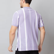 Lilac Striped Polo Neck T-Shirt