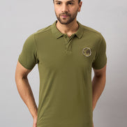 Olive Green Chest Embroidery T-Shirt