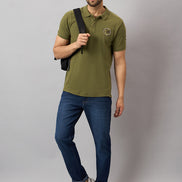 Olive Green Chest Embroidery T-Shirt