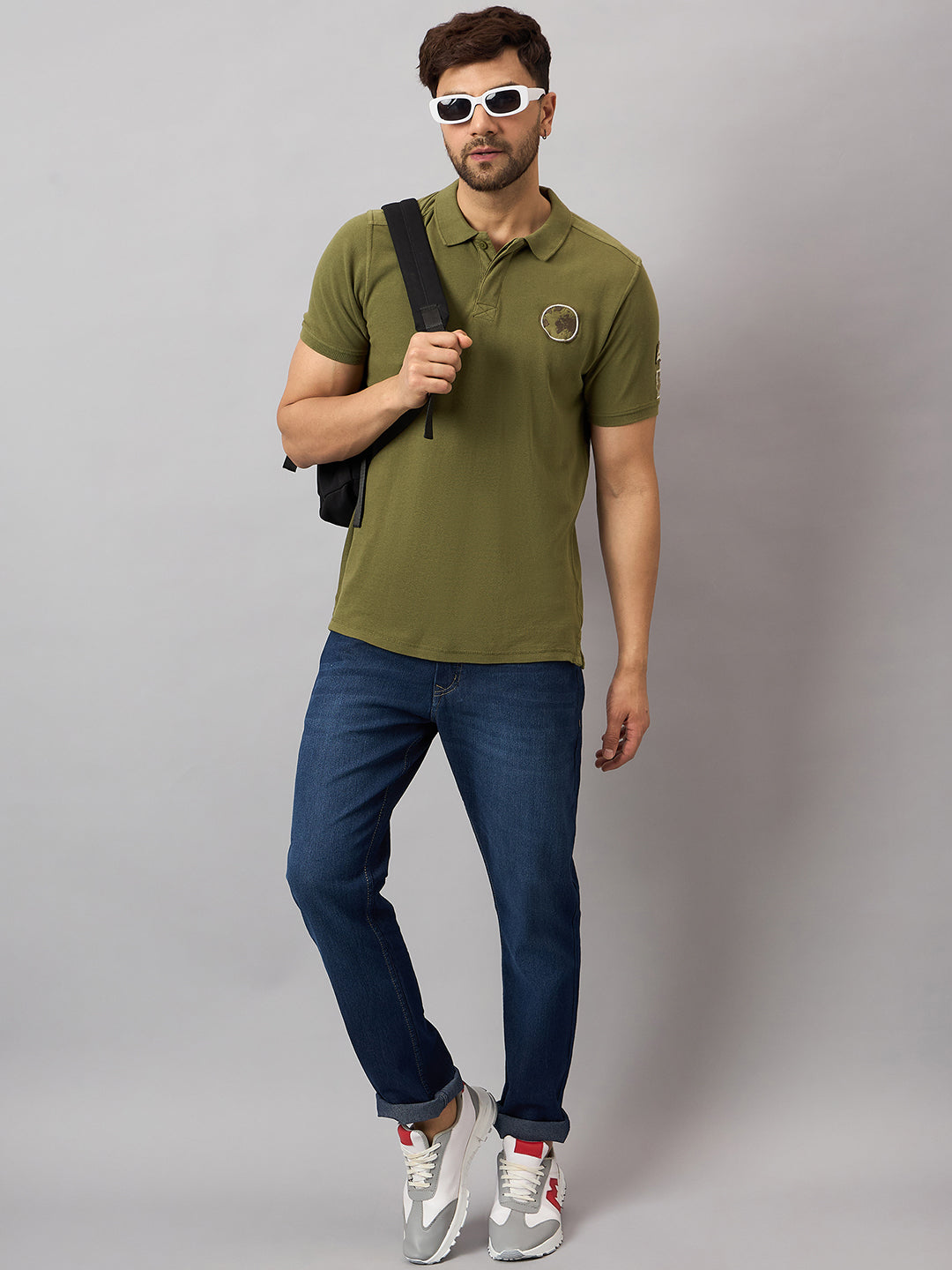 Olive Green Chest Embroidery T-Shirt