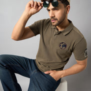 Light Brown Chest Embroidery T-Shirt