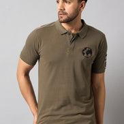 Light Brown Chest Embroidery T-Shirt