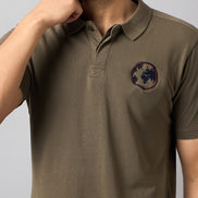 Light Brown Chest Embroidery T-Shirt
