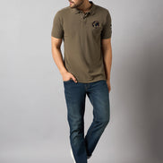 Light Brown Chest Embroidery T-Shirt