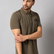 Light Brown Chest Embroidery T-Shirt