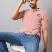 Dusty Pink Chest Embroidery T-Shirt