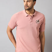 Dusty Pink Chest Embroidery T-Shirt