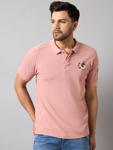 Dusty Pink Chest Embroidery T-Shirt