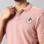 Dusty Pink Chest Embroidery T-Shirt