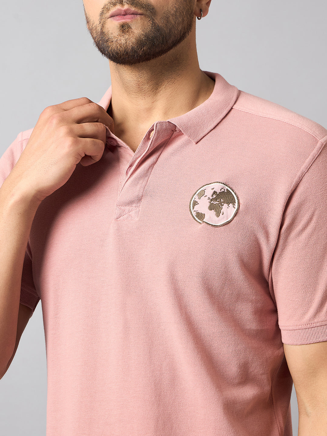 Dusty Pink Chest Embroidery T-Shirt