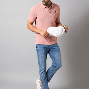 Dusty Pink Chest Embroidery T-Shirt