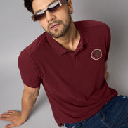Maroon Chest Embroidery T-Shirt