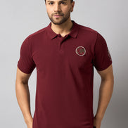 Maroon Chest Embroidery T-Shirt