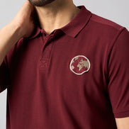 Maroon Chest Embroidery T-Shirt