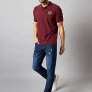 Maroon Chest Embroidery T-Shirt