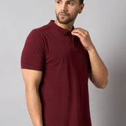 Maroon Chest Embroidery T-Shirt