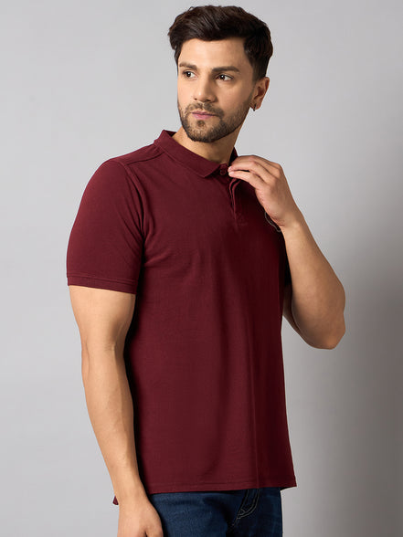 Maroon Chest Embroidery T-Shirt