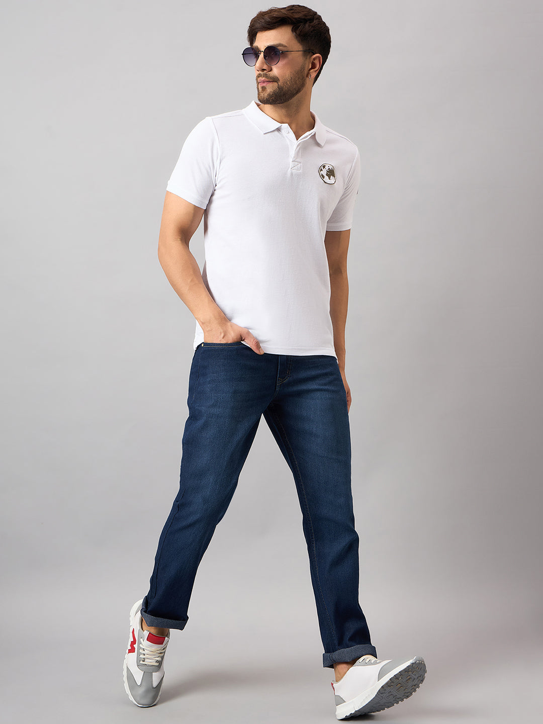 White Chest Embroidery T-Shirt