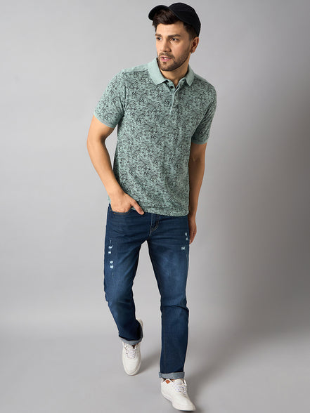 Pista Green Printed T-Shirt