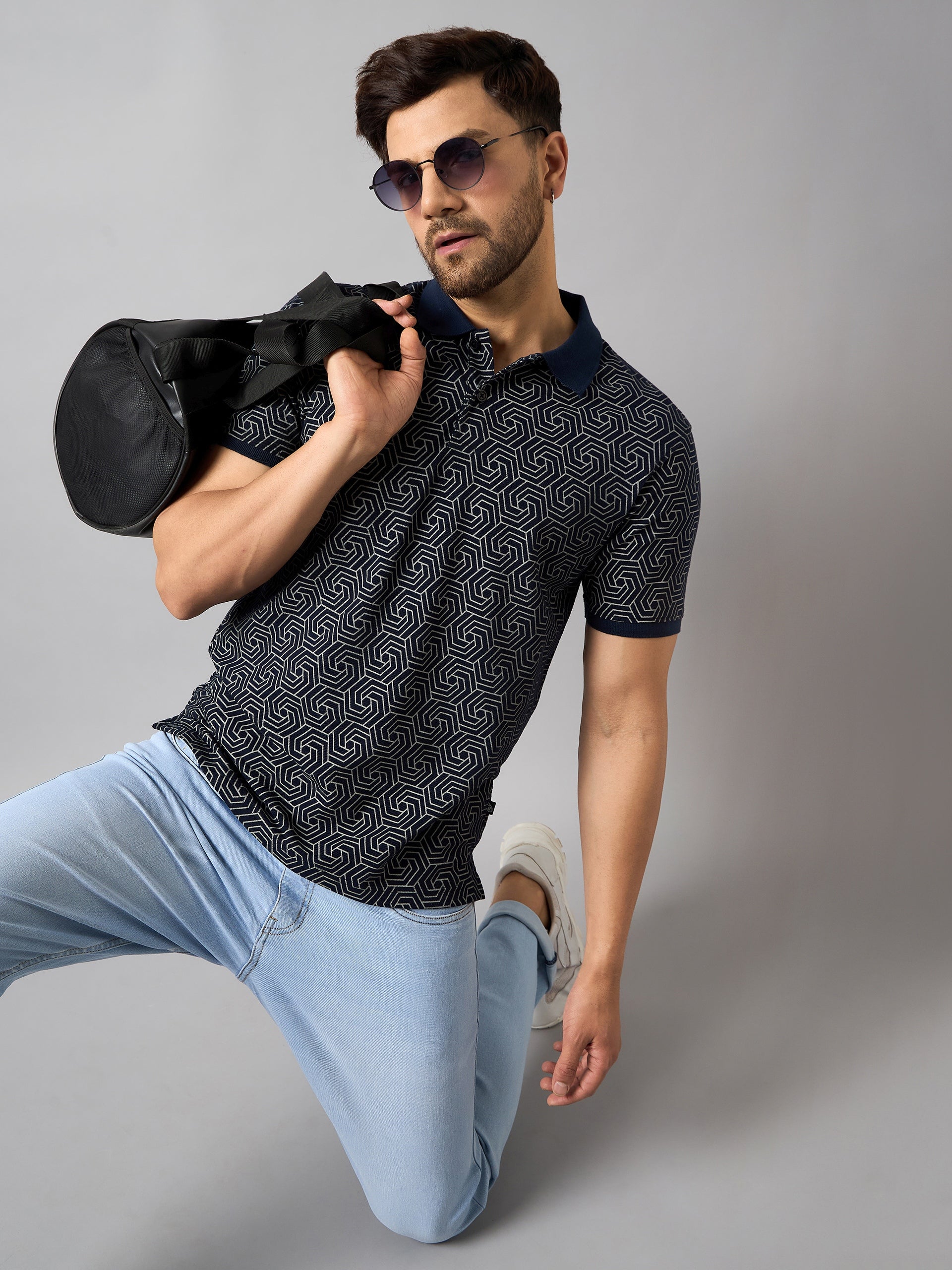 Navy Blue Printed T-Shirt