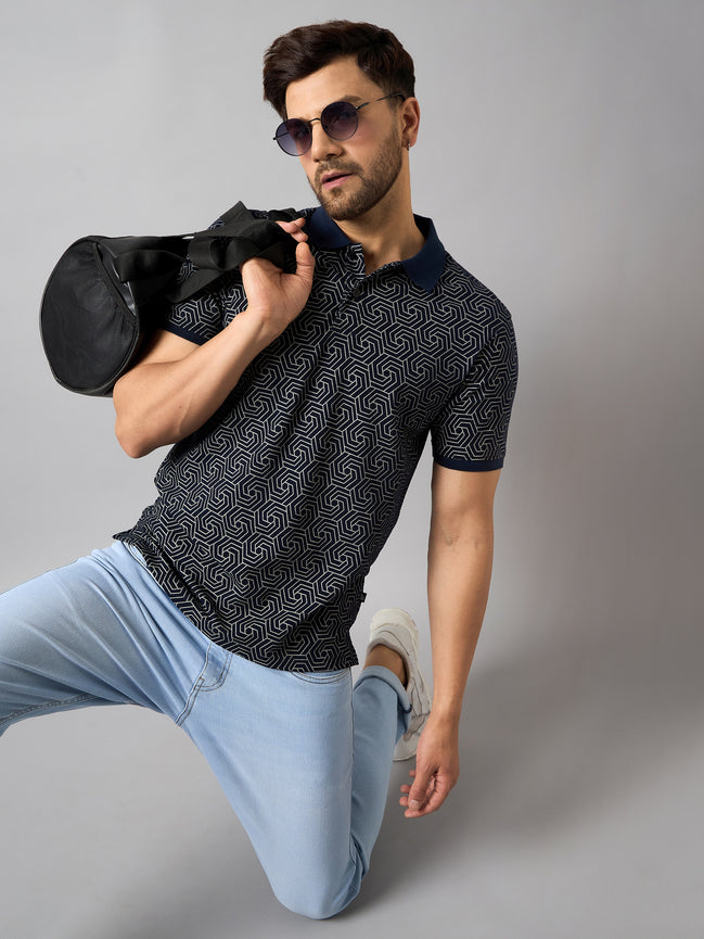 Navy Blue Printed T-Shirt