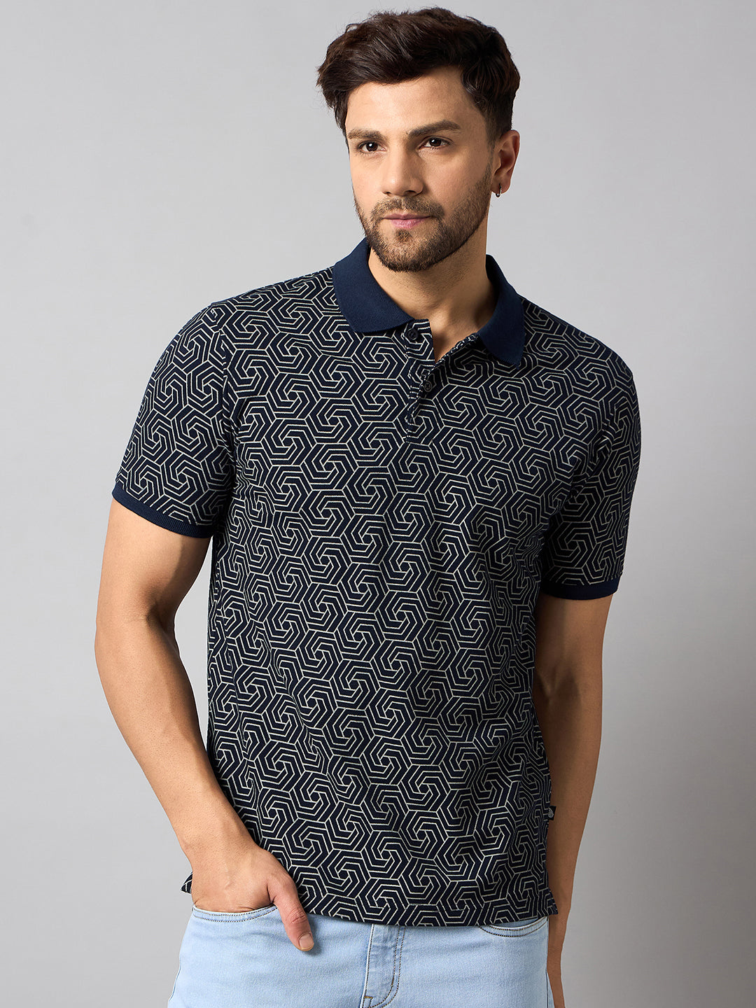 Navy Blue Printed T-Shirt