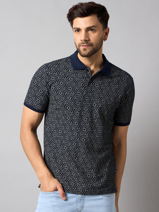 Navy Blue Printed T-Shirt