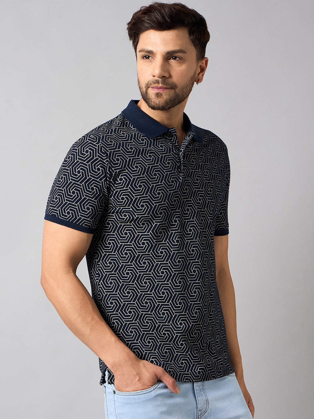 Navy Blue Printed T-Shirt