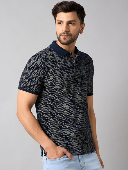 Navy Blue Printed T-Shirt