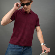 Maroon Checked T-Shirt