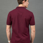 Maroon Checked T-Shirt