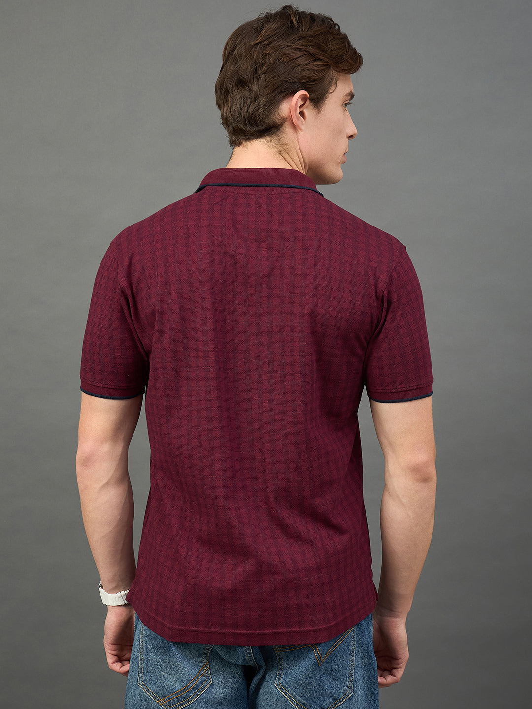 Maroon Checked T-Shirt