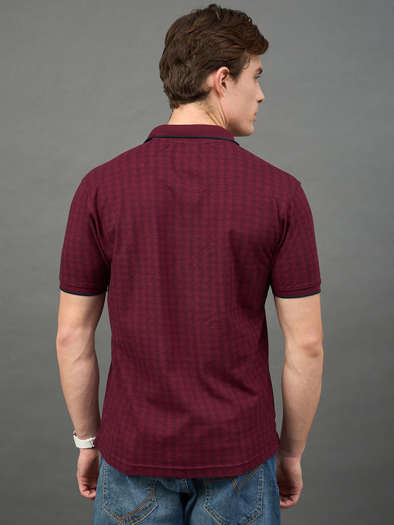 Maroon Checked T-Shirt