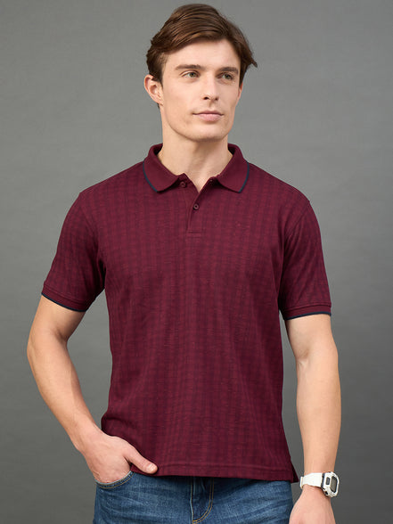 Maroon Checked T-Shirt