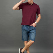 Maroon Checked T-Shirt