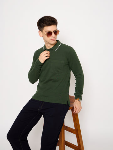 Bottle Green Solid T-Shirt