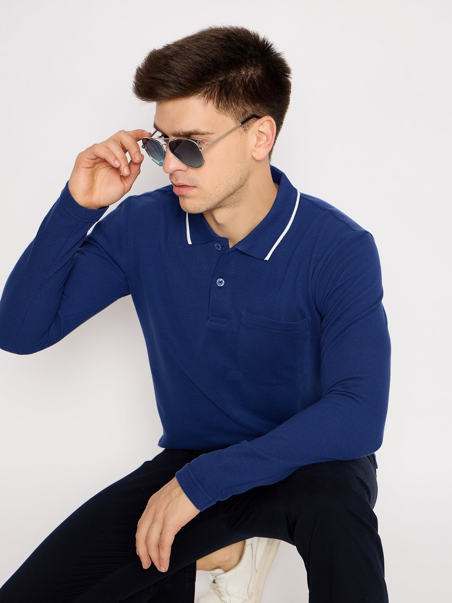 Denim Blue Solid T-Shirt