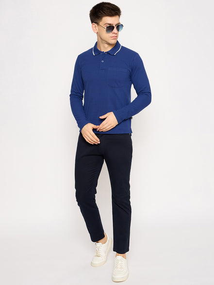 Denim Blue Solid T-Shirt