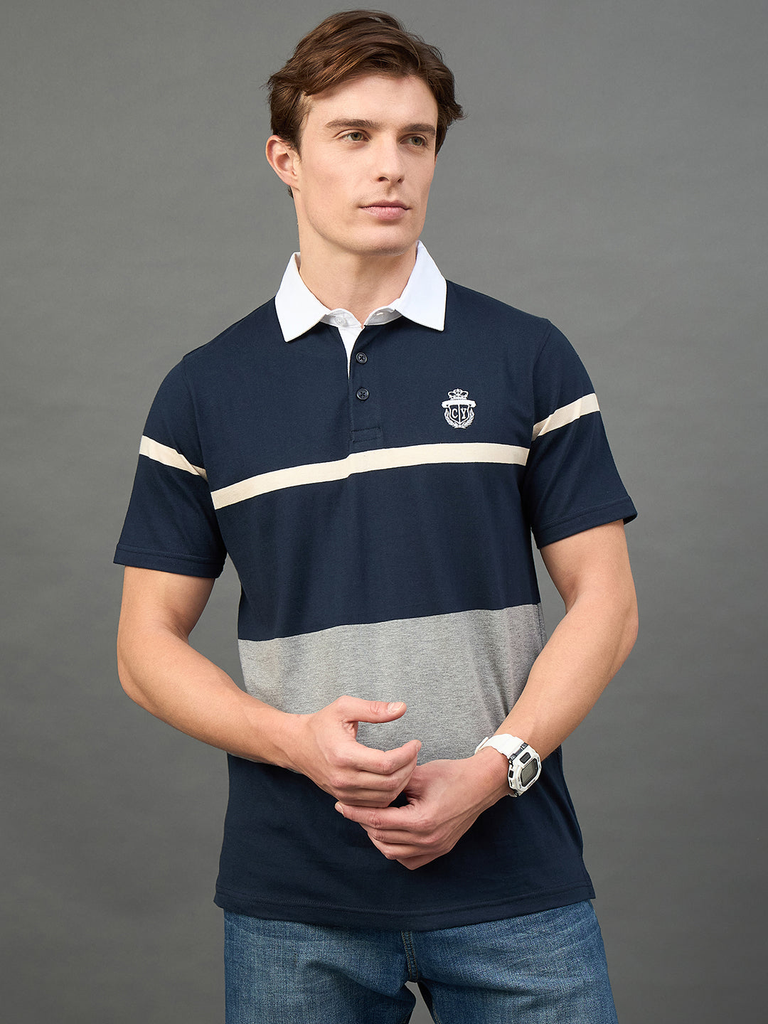 Navy Colorblocked T-Shirt