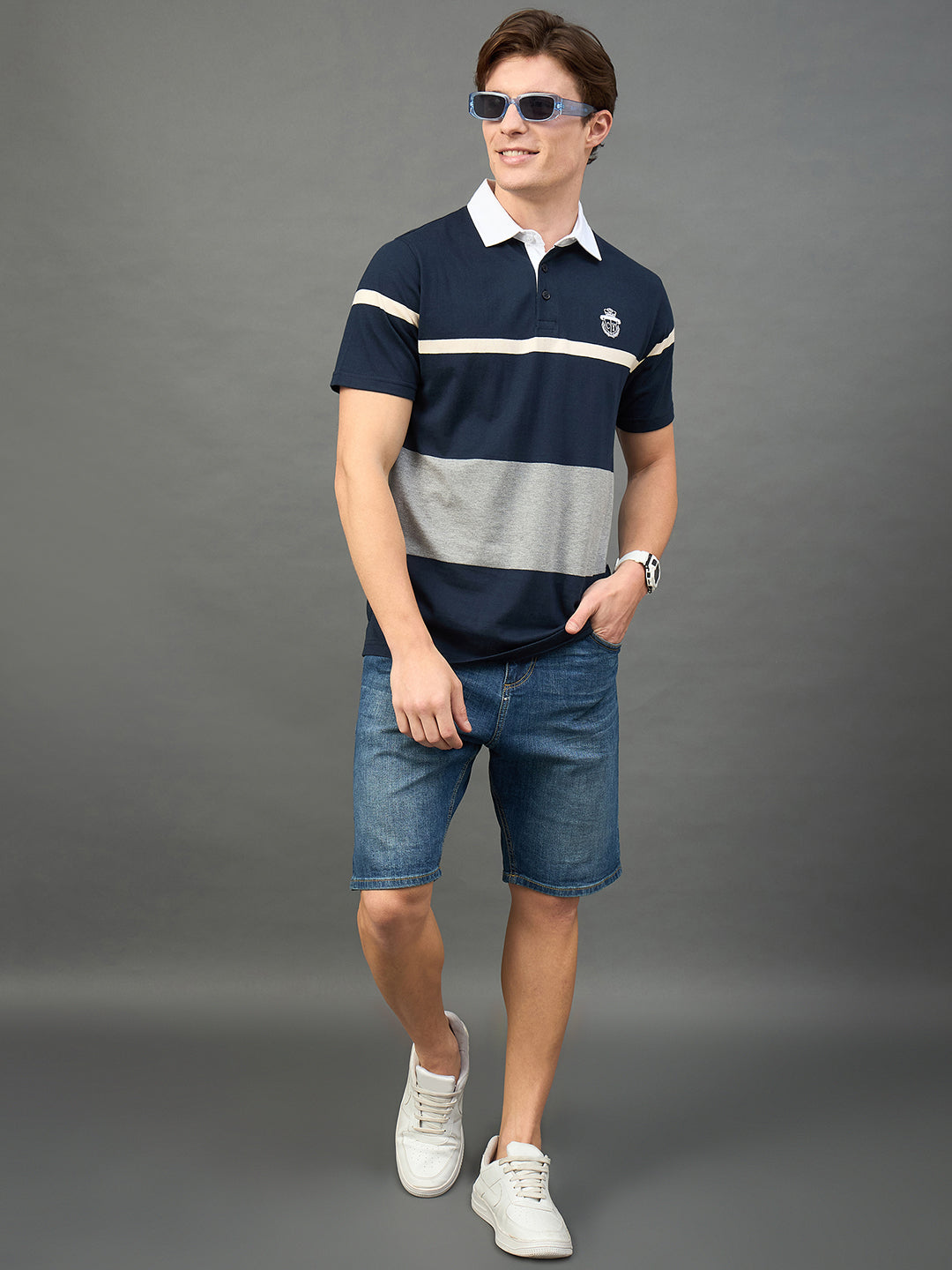 Navy Colorblocked T-Shirt