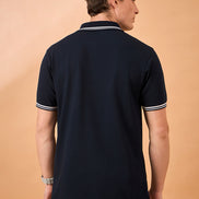 Men Navy Solid Regular Fit T-Shirt