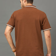 Club York Men Brown Polo neck T-Shirt