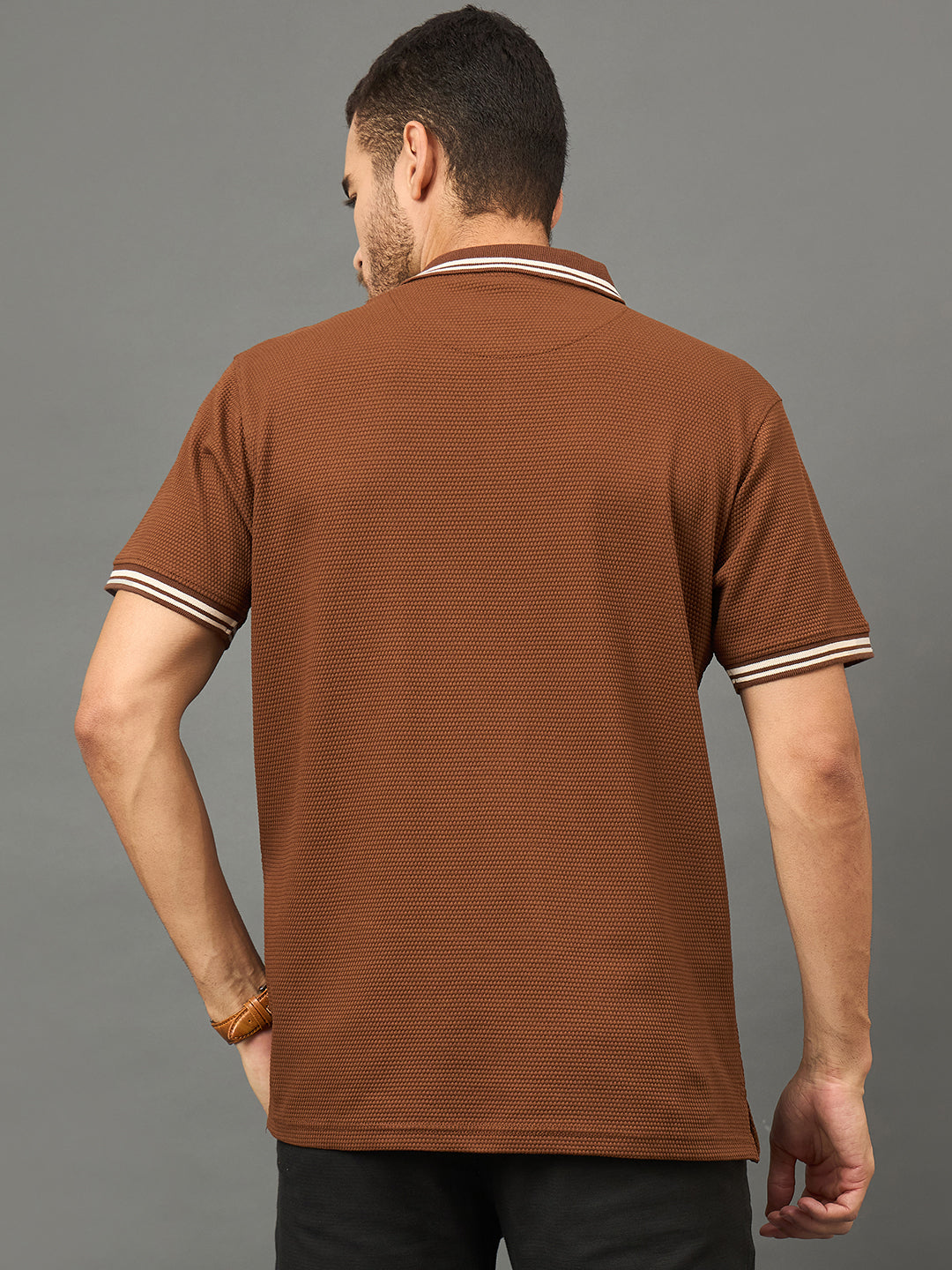 Club York Men Brown Polo neck T-Shirt