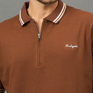 Club York Men Brown Polo neck T-Shirt