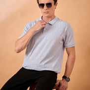 Men Lavender Check Regular Fit T-Shirt