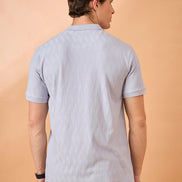 Men Lavender Check Regular Fit T-Shirt