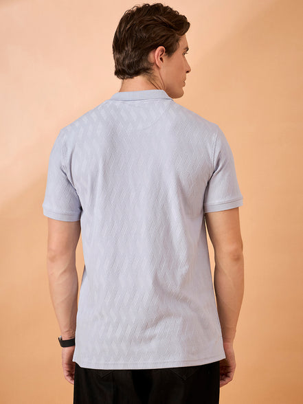Men Lavender Check Regular Fit T-Shirt