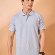 Men Lavender Check Regular Fit T-Shirt